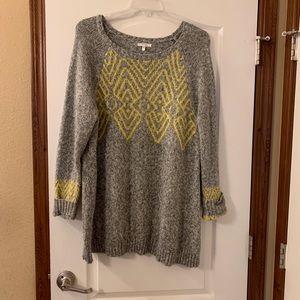 Maurices Grey and Yellow Tunic Sweater.